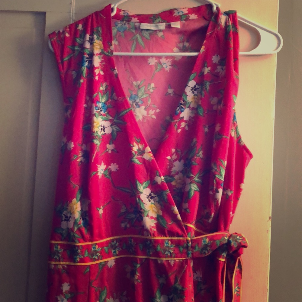 Fuchsia Pink Silky Floral Maxi Wrap Dress